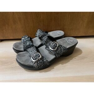 Dansko Sophie Womens Black White Dots Shim Heeled Dress Sandals Sz 39 US 8.5 - 9